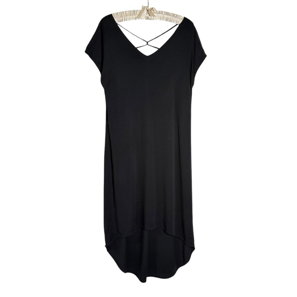 Michael‎ Stars Dress XS Rayon Cross Back High Low Minimalist Beach Oversized Fit - Picture 3 of 8